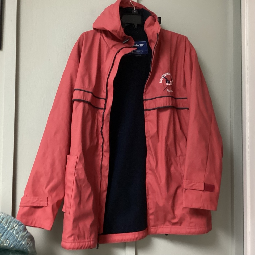 Landway Size Small Mens Windbreaker Full Zip Front Lined  Kennebunkport ME Hood